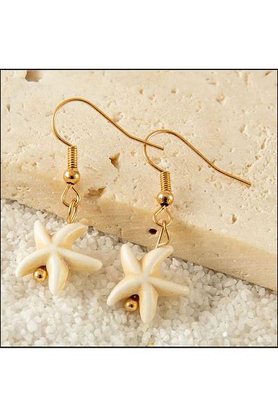 Stoneday Cream Tightening Stone Star Gold Dangle Summer Earrings