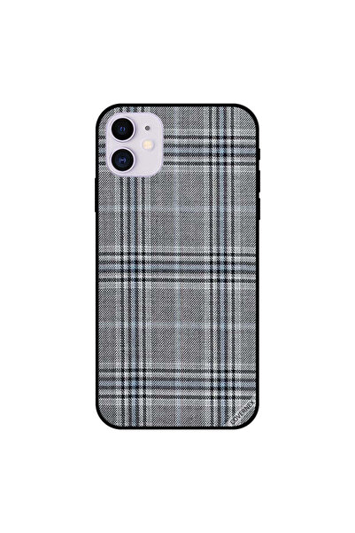 Covernex غطاء جراب iPhone 11 بخطوط على نمط قماش رمادي