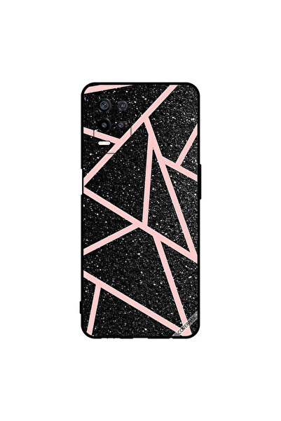 Covernex غطاء حماية لهاتف Oppo K9x أسود لامع بنقشة مسارات وردية فاتحة