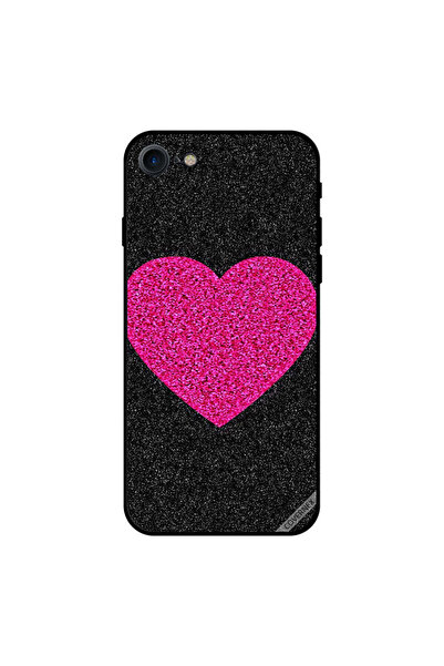 Covernex غطاء حماية لجهاز iPhone 8 بتصميم قلب وردي لامع باللون الأسود