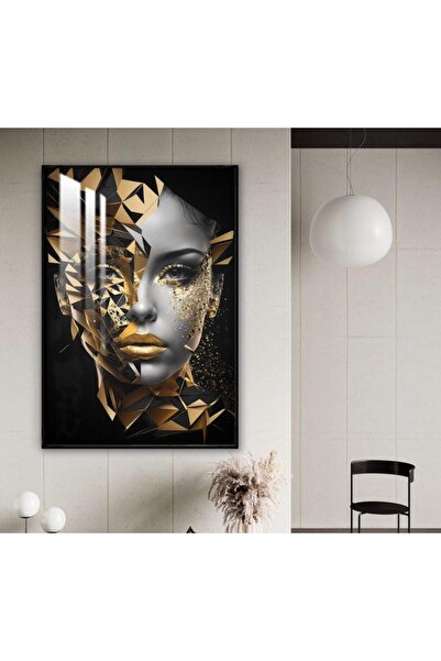 Marktna Wooden wall plaque with a girl design, black frame and clear acrylic ...