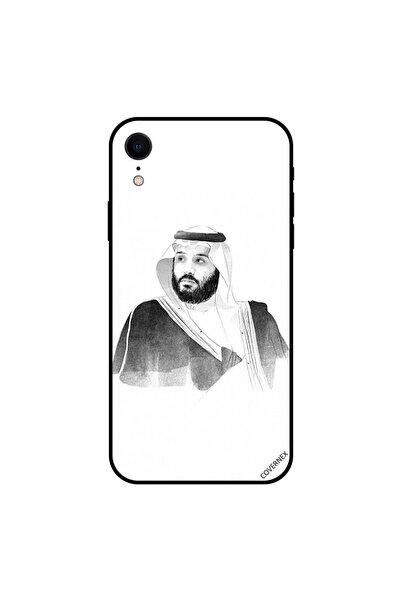 Covernex غطاء حماية لجهاز iPhone XR محمد بن سلمان باللونين الأبيض والأسود العتيق