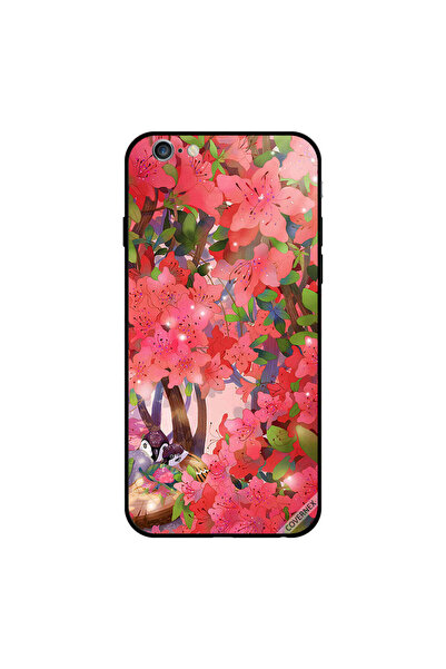 Covernex غطاء حماية لجهاز iPhone 6s Plus برسومات زهور وردية وطيور الحب