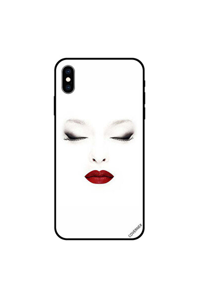 Covernex iPhone XS Case Cover Red Lips & Close Eyes