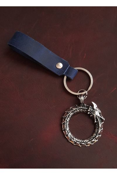 BSN Store Self-Eating Snake Figure Keychain Premium Handmade Real Leather Keychain