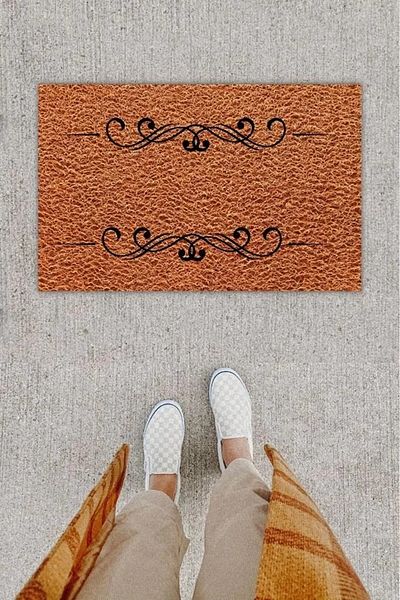 P Parla Brown Digital Printed Border Mat - Hooded K-1239