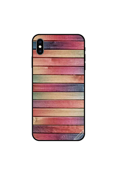 Covernex غطاء حماية لجهاز iPhone XS بنمط خطوات خشبية ملونة