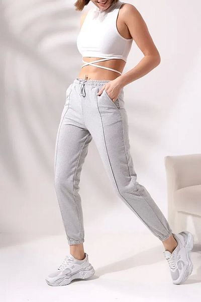 Zerenyus Pantaloni de sport pentru femei cu pantaloni lungi din cauciuc gri