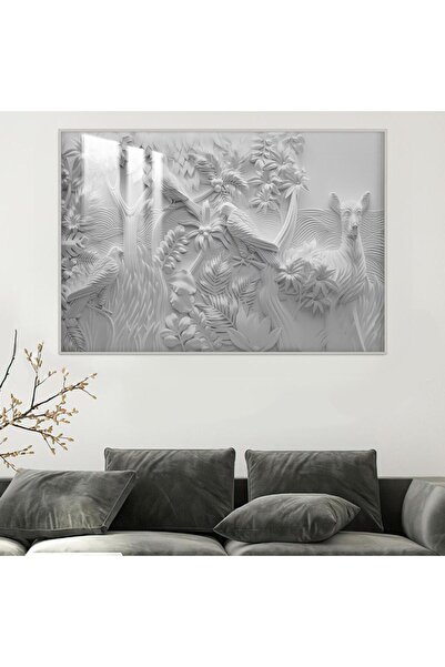 SND Wooden wall plaque printed with gypsum board design with silver frame and...