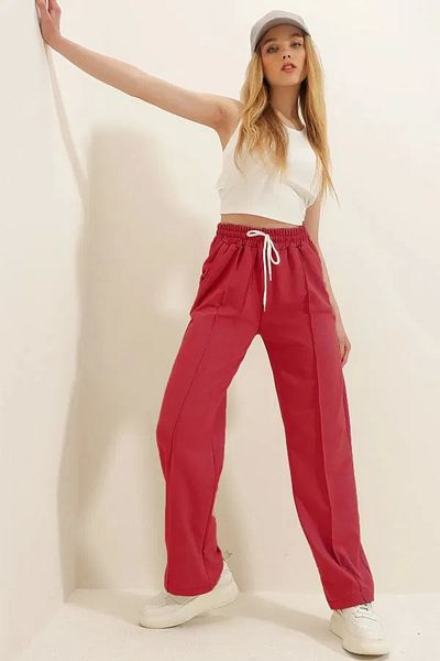 Zerenyus Pantaloni de sport pentru femei cu picioare largi fucsia
