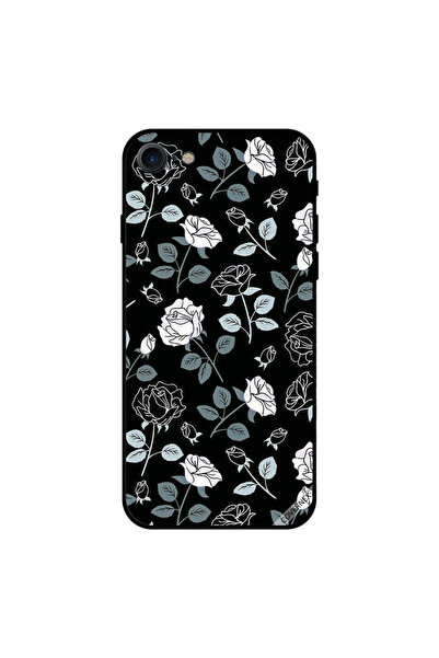 Covernex غطاء حماية لهاتف iPhone 7 بنقشة زهور بالأبيض والأسود