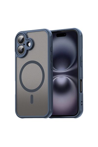 SKYDDAR INNOVATION Carcasă pentru iPhone 16, HaloFrost MagSafe II, rezistentă la șocuri, set de autocolante, albastru marin