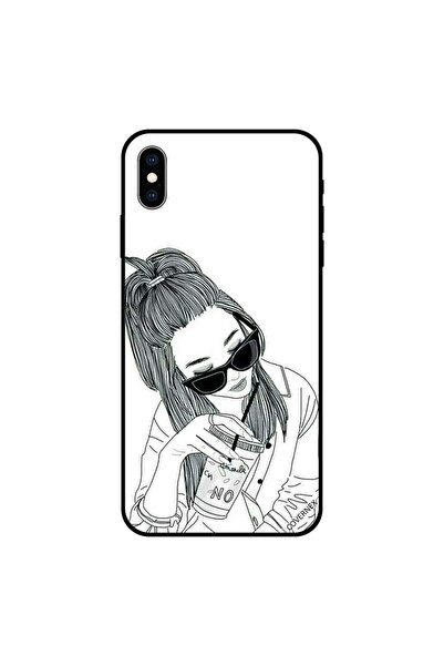 Covernex غطاء حماية لهاتف iPhone XS MAX برسومات فتاة تشرب بالأبيض والأسود