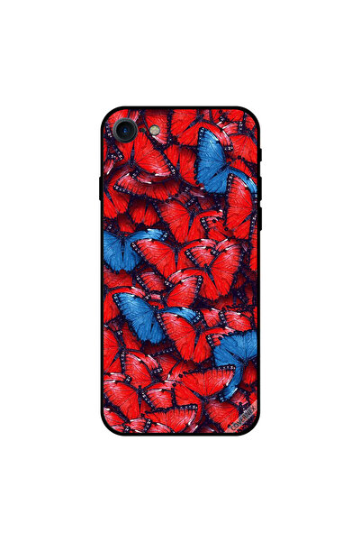 Covernex غطاء حماية لجهاز iPhone 8 بنقشة فراشات باللونين الأحمر والأزرق