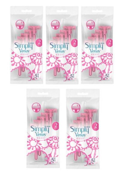 Gillette Venus Set de 5 lame de ras pentru femei Gillette Simply Venus 2 Basic Kadın Tıraş Bıçağı 5'li X5