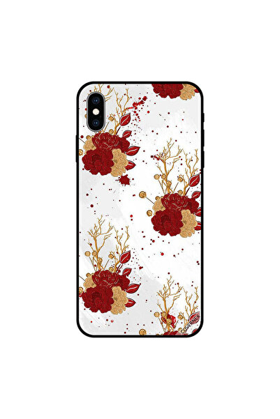 Covernex غطاء حماية لجهاز iPhone XS MAX بزهور حمراء وذهبية