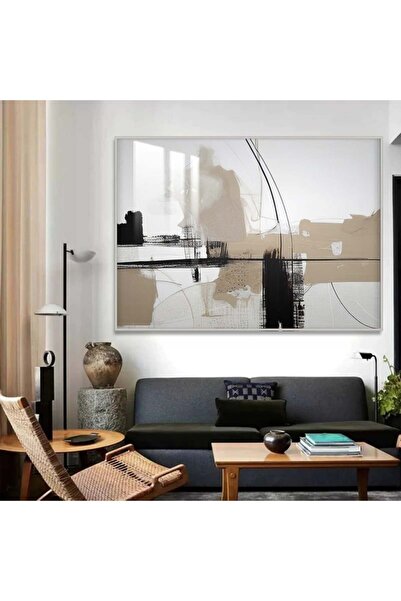 Marktna لوحة جدارية خشبية فاخرة بتصميم الفن التشكيلي مع برواز فضي و طبقة من ا...