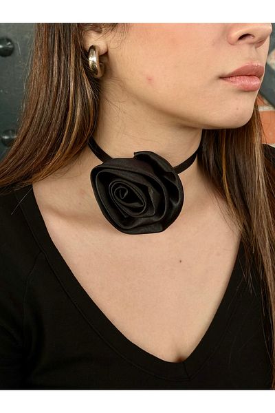 Cherry Carter Rose Choker Necklace - Lace-Up Flower Choker Necklace