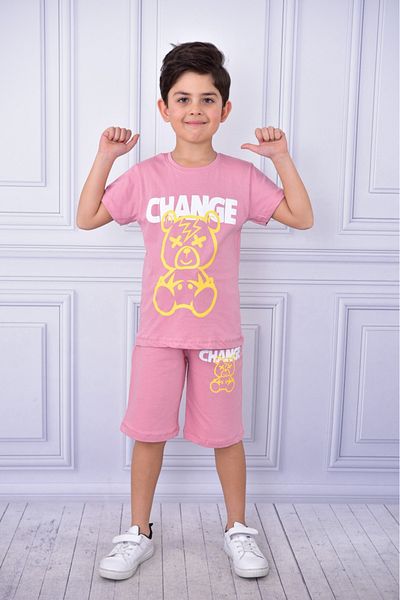 ruhaay Unisex Change Printed Children's Short-Sleeved Summer Shorts with Elastic Waist and Pockets Bottom Top Suit