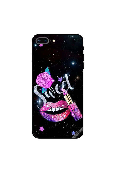 Covernex غطاء حماية لهاتف iPhone 8 Plus بنقشة زهور وشفتين وأحمر شفاه