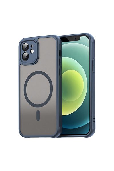 SKYDDAR INNOVATION Carcasă pentru iPhone 12, HaloFrost MagSafe II, rezistentă la șocuri, set de autocolante, albastru marin