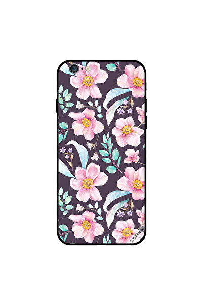 Covernex غطاء حماية لجهاز iPhone 6 Plus بنقشة زهور وردية وريش أخضر فاتح
