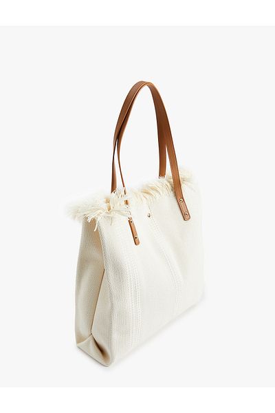 Koton Staple Detailed Tote Bag with Tassel Handle
