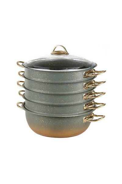 Altabi Granite Ravioli Pot Steamer 30 cm Induction Base Green/Gold