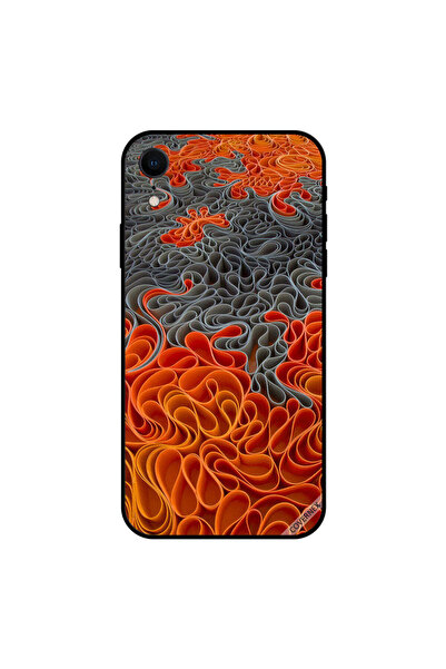 Covernex غطاء حماية iPhone XR بنمط ورقي رمادي وبرتقالي