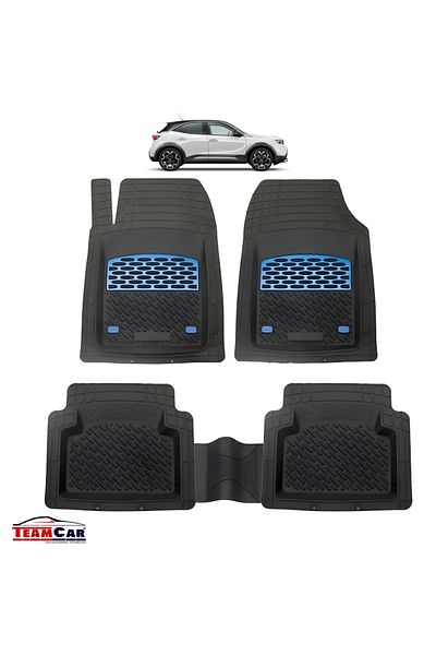 TEAMCAR ® Tray Type Car Mats Compatible With Opel Mokka B (2020–PRESENT) - Blue