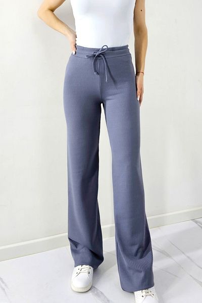 FashionForYou JANG casual pants, ribbed texture and drawstring at the waist, Grey, M