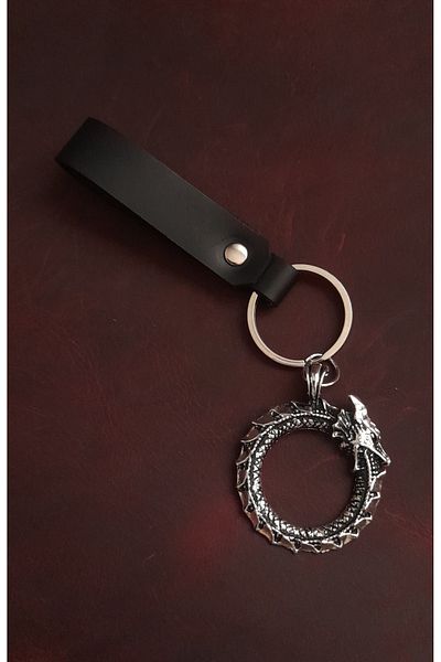 BSN Store Self-Eating Snake Figure Keychain Premium Handmade Real Leather Keychain