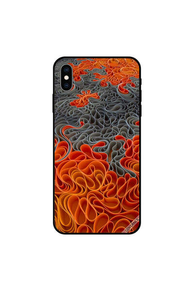 Covernex غطاء حماية لجهاز iPhone XS MAX بنمط ورقي رمادي وبرتقالي