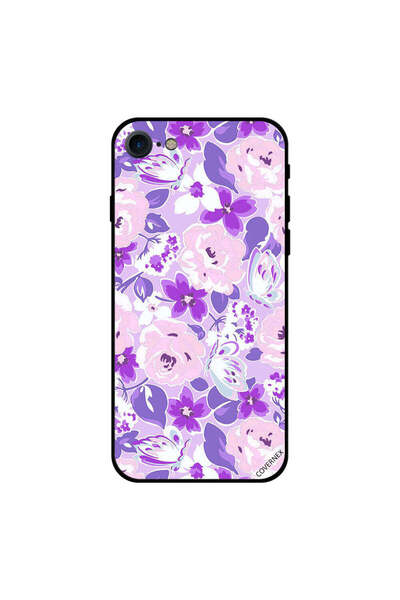Covernex غطاء حماية لجهاز iPhone 7 بنقشة زهور وفراشات باللونين الأرجواني والوردي