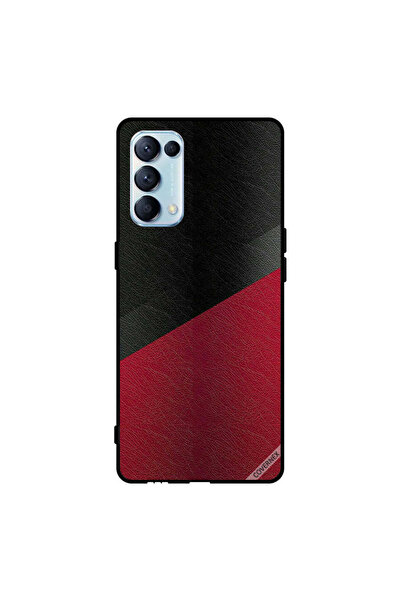Covernex غطاء حماية لهاتف Oppo Reno5 Pro 5G بنمط جلدي أسود وأحمر