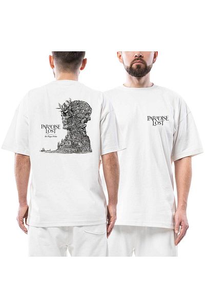 Z zepplin Paradise Lost the Plague Within Front Back Printed White Oversize T-Shirt