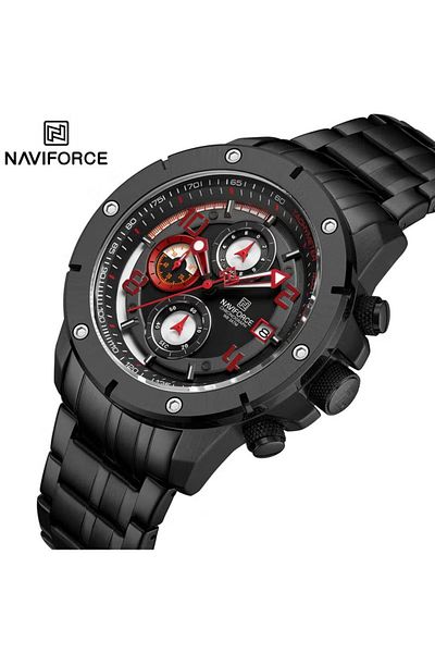 Naviforce Men's Luxury Chronograph Watch – 46mm Dial, Stainless Steel Strap, Tachymeter, Water Resistant