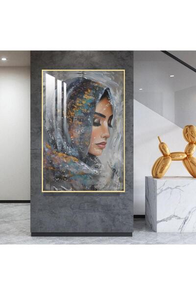 4gdran لوحة جدارية خشبية بتصميم فتاة عربية مع برواز ذهبي و طبقة من الاكرليك ا...