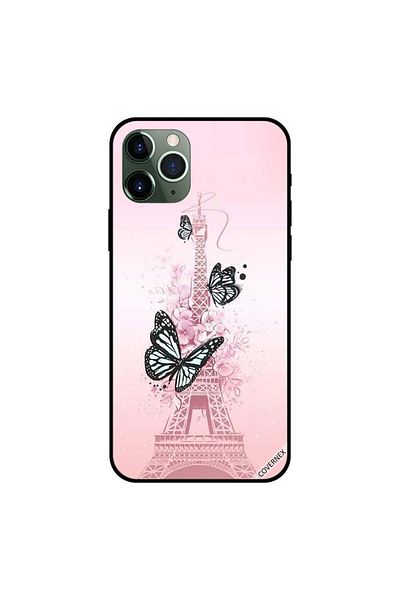 Covernex غطاء حماية لجهاز iPhone 11 Pro Max برسومات فراشات سوداء على برج Effiel
