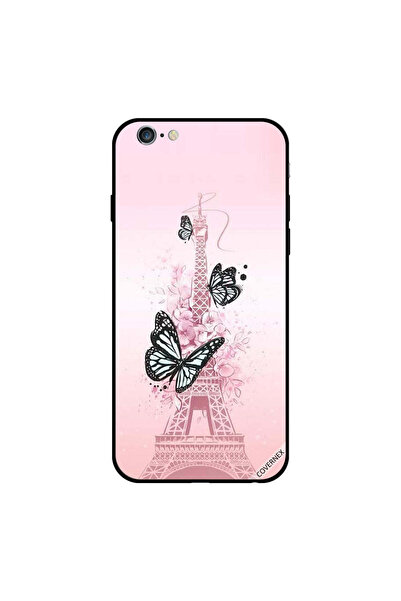 Covernex غطاء حماية لجهاز iPhone 6s باللون الأسود، فراشات على برج إيفيل