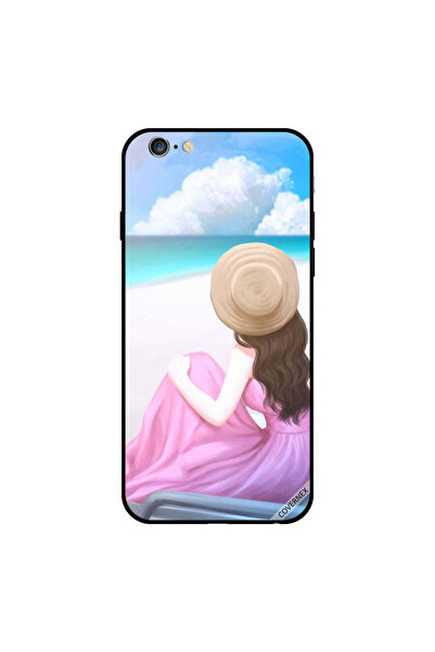 Covernex غطاء حماية لجهاز iPhone 6s بتصميم فستان وردي وفتاة جميلة تنتظر على ا...