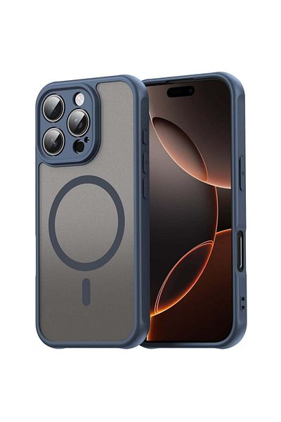 SKYDDAR INNOVATION Carcasă pentru iPhone 11 Pro Max, HaloFrost MagSafe II, antișoc, set de autocolante, albastru marin