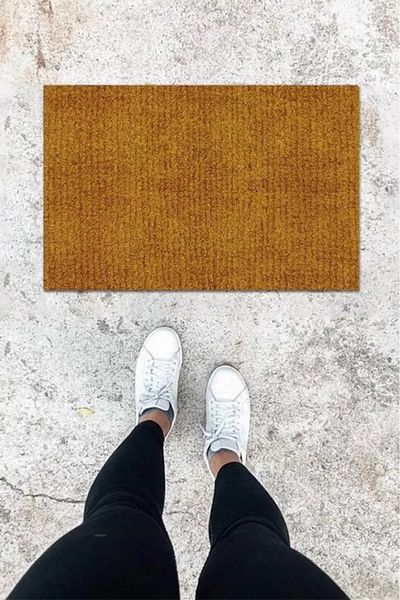 Mu Art Ahşap Digital Print Brown Straw Pattern Door Mat K-1019