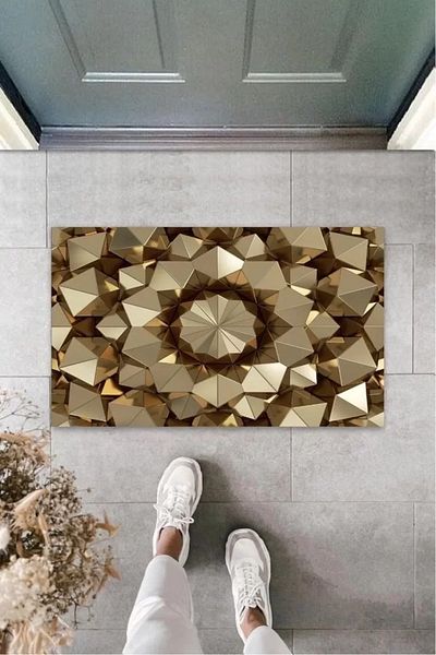 Mu Art Ahşap Digital Print Gold Triangle Digital Mat K-3140