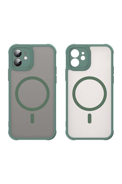 SKYDDAR INNOVATION Carcasă pentru iPhone 12, HaloFrost MagSafe II, rezistentă la șocuri, set de autocolante, verde