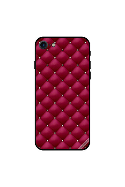 Covernex غطاء حافظة iPhone 8 مطبوع على قماش وردي أحمر