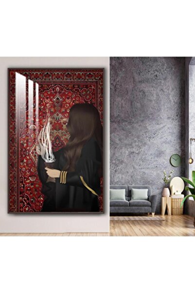 4gdran لوحة جدارية خشبية بتصميم فتاة عربية مع برواز شامبين و طبقة من الاكرليك...