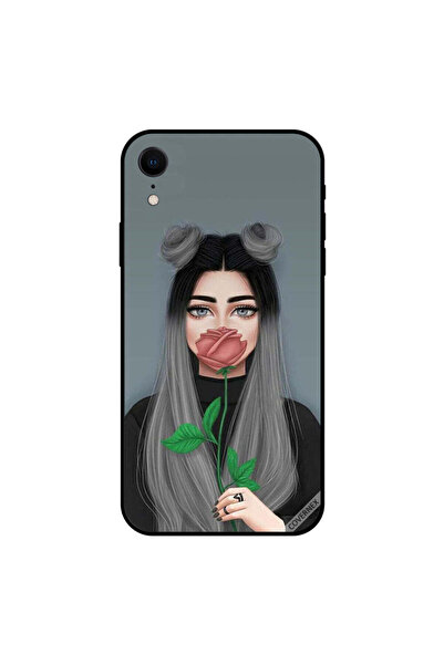 Covernex غطاء حماية لهاتف iPhone XR بفتاة لطيفة تخفي فمها على شكل وردة خوخية