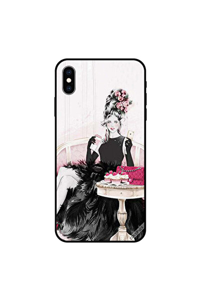 Covernex غطاء حماية لهاتف iPhone XS MAX أسود بتصميم فتاة أنيقة جاهزة للحفلات