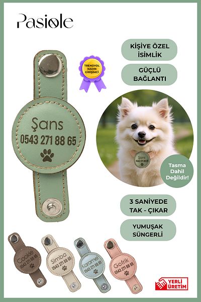 pasiole Leather Dog Tag, Leather Dog Name Tag, Dog Cat Collar, Dog Locket
